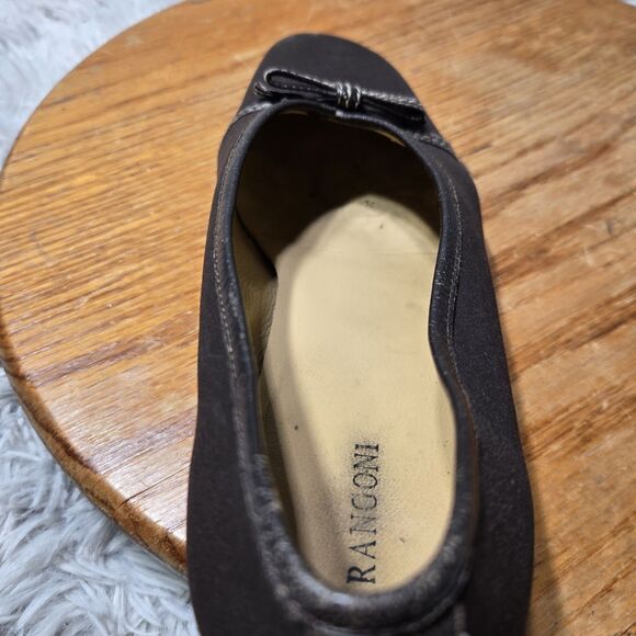 Rangoni Womens Size 9/9.5 Brown Fabric Bow Leather Lining Shoes Made in Italy - Picture 7 of 8